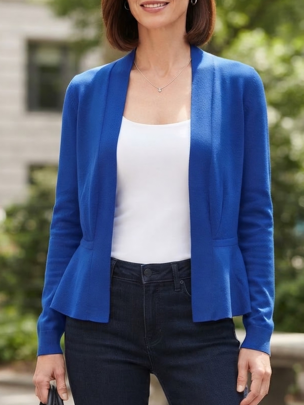 White House Black Market Royal Blue Open-Front Cardigan